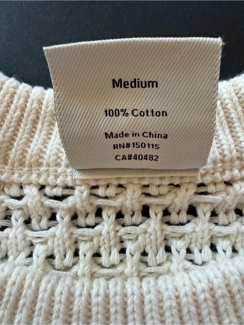Varley Cream Crochet-Textured Short Sleeve Crew Sweater - Picture 4 of 6